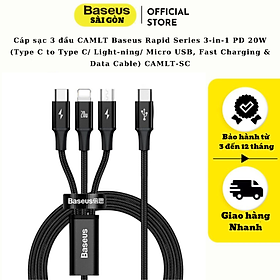 Mua Cáp sạc Baseus Rapid Series Fast Charging & Data Cable 3-in-1 PD 20W CAMLT-SC01 - Hàng chính hãng