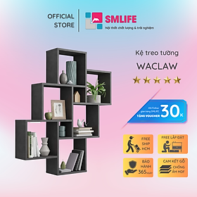 Kệ gỗ treo tường trang trí hiện đại SMLIFE Waclaw  | Gỗ MDF dày 17mm chống ẩm | D82xR20xC96cm