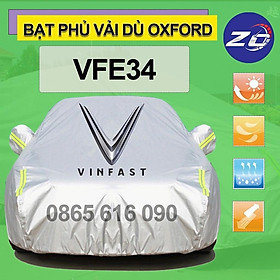 Bạt trùm xe ô tô điện Vinfast Vfe34 vải dù oxford cao cấp áo trùm che phủ xe hơi, bạc phủ xe ô tô chống nóng,mưa