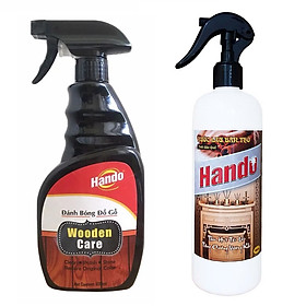 Combo nước lau bàn thờ + xịt lau chùi đánh bóng bàn ghế gỗ Hando
