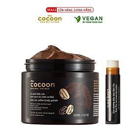 Combo Cà phê Đắk Lắk làm sạch da chết Cocoon 200ml + Son dưỡng dầu dừa Bến