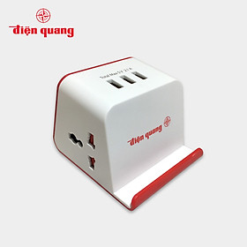 Ổ cắm Điện Quang ĐQ ESK 2WR 23-3U (2 lỗ 3 chấu, 3 USB, dây dài 2m, màu trắng đỏ)