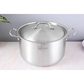 Nồi luộc gà 1 đáy cao cấp Fivestar H.T Cook nắp inox ( 26cm / 28cm / 30cm /32cm ) dùng được bếp từ , gas , hồng ngoại , tặng 2 vá canh