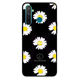 Ốp Lưng in cho Realme 5 Mẫu Hoa Cúc Ô Vuông Xám Đen - Hàng Chính Hãng