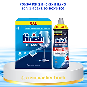 Combo Viên rửa bát Finish 100 viên + Nước làm bóng finish 750ml dùng cho máy rửa bát