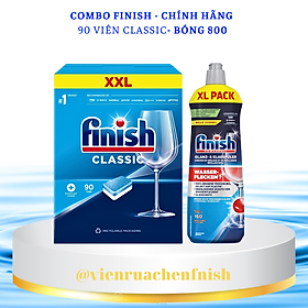 Combo Dầu làm bóng finish 800ml+Viên rửa bát Finish All in one 100v dùng cho Máy rửa bát  - Combo bóng 800ml + 90V Finish Classic