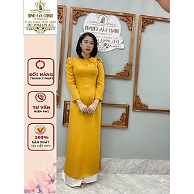 Áo dài đẹp hoa nổi tay bồng_Duy Chinh_ADTT0029_Tông Màu Vàng Hoa Vàng