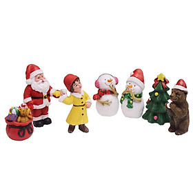 7Pcs/Set Christmas Sculpture Landscape Decoration Figurine Kit for Table