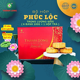Bộ hộp bánh trung thu 6 bánh có trứng 100g Phúc Lộc - Thành Long (600g) - tặng 1 hộp trà - VIỆT NAM