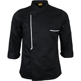 Retro Chef Jacket Coat Uniform Long Sleeve Hotel Kitchen Apparel - M
