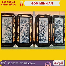 Mua Tranh gốm sứ tứ quý vẽ Xuân Hạ Thu Đông đắp nổi men chàm cổ gốm sứ Minh An Bát Tràng kích thước 95x50cm