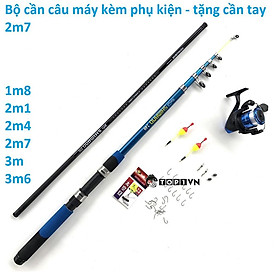 Bộ cần câu máy Shimano kèm phụ kiện , Tặng cần tay shimano 2m7 - Top1VN