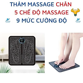 Thảm massage chân thư giãn trị liệu nhức mỏi chân,máy mát xa công nghệ xung điện màn hình kỹ thuật số, pin sạc