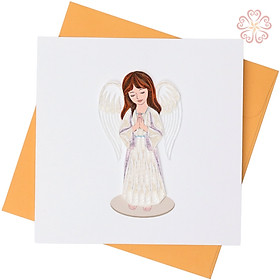 Thiệp Giấy Xoắn nghệ thuật - thiên thần chúc phúc - size 15x15cm