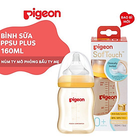 Bình sữa cổ rộng PPSU Plus Pigeon 160ml/ 240ml