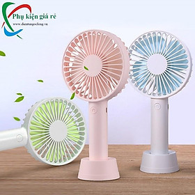 QUẠT MINI CẦM TAY 4 CÁNH CÓ ĐẾ KÈM PIN + DÂY SẠC