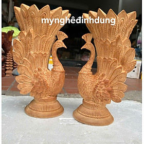 Cặp chim công cắm hoa bằng gỗ ngọc Am thơm nức cao 30x16x12cm