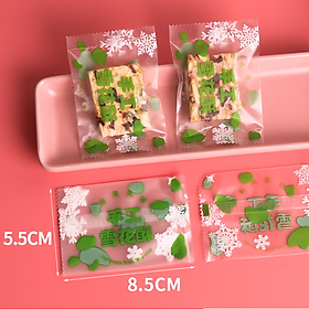 Mua Túi gói kẹo Nougat  Túi đựng bánh cookie  vỏ túi đóng kẹo hạnh phúc size 5.5x8.5 cm (bông tuyết  đốm xanh)