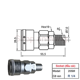 Mua Khớp nối nhanh khí nén SM(ổ cắm) - Nitto (Nhật Bản)