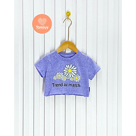 Áo Thun Croptop Bé Gái Hoa Hướng Dương, Chất Cotton Co Giãn (Size 1-10 Tuổi)