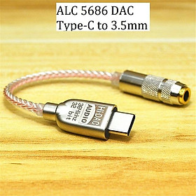 LXDAC DAC ALC5686/ES9280C Bộ chuyển đổi tai nghe USB C DAC 32bit386kHz Hifi DSD600ohm Bộ khuếch đại cao-Giắc cắm loại C sang 3,5mm Màu sắc: A-ALC5686 DAC