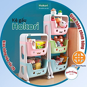 Kệ GẤU Hokori Việt Nhật đựng đồ đa năng - Kệ Nhựa hình gấu 2,3 tầng có bánh xe di chuyển tiện lợi Br01515