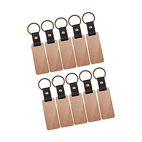 10 Pieces Wood Engraving  Key  Men Women  Key Tag PU Leather Strap Keyring Key Tag Keychain Holder for Accessories DIY Gift Car