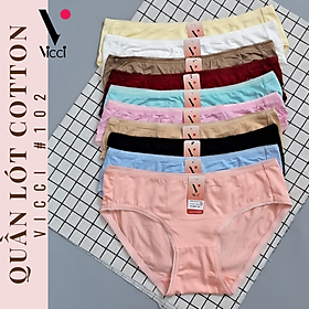 Combo 10 Quần lót nữ cotton trơn cao cấp Vicci 102 cạp thấp, mềm mại, êm ái, kháng khuẩn khử mùi