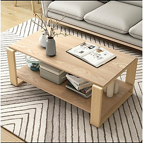 Mua Bàn trà Sofa chân gỗ 2 tầng màu vân gỗ sáng