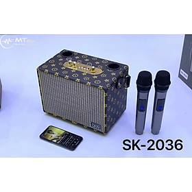 Loa Bluetooth Karaoke  QIXI SK-2036 , Tặng Kèm 2 Micro Không Dây Cao Cấp , Hát Karaoke Nghe Nhạc Bass mạnh -Hàng Chính Hãng