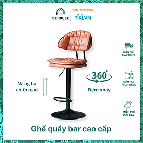 Ghế Quầy Bar Chân Cao Lưng Ngắn Xoay 360 Da Mềm Sang Trọng Quý Phái Phong Cách Bắc Âu 23106 - Ghế Thu Ngân, Ghế Chân Xoay Nâng Hạ Chiều Cao