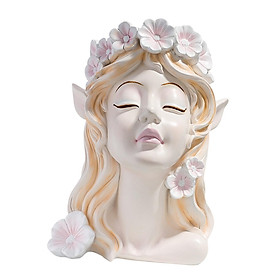 Resin  Pot Statue Desktop Ornament  Pot Decorative Girl Figurine for Cafe Cabinet Countertop Desk Home Decor Accents - S