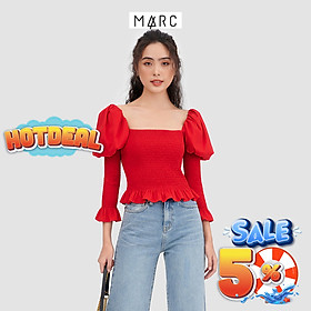 Áo kiểu nữ MARC FASHION tay dài phồng vai nhấn smocking
