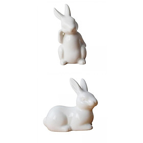 Set of 2 Modern Rabbit Figurine, Sculpture Home Desktop Easter Bunny Office