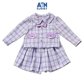 Set vest phối chân váy bé gái họa tiết Caro Tím tuytsi - AICDBGBJTUZI - AIN Closet