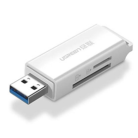 Ugreen UG40751CM104TK Màu Trắng Đầu Đọc Thẻ Nhớ SD/TF USB 3.0 - HÀNG CHÍNH HÃNG