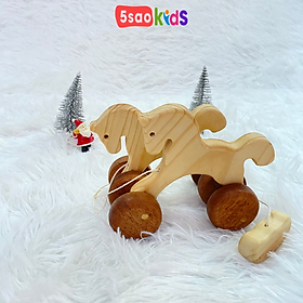 Đồ chơi xe kéo hình con ngựa bằng gỗ tự nhiên - 5saokids