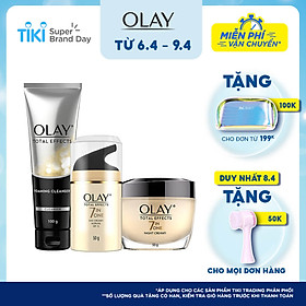 Bộ Sản Phẩm Olay Total Effect Ngăn Ngừa Và Bảo Vệ Da Khỏi 7 Dấu Hiệu Lão Hóa (Kem dưỡng ban ngày UV, Kem dưỡng ban đêm, Sữa rửa mặt tạo bọt)