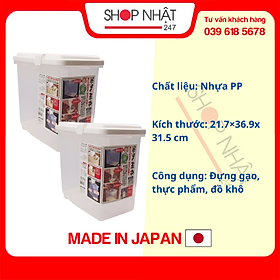 Mua Combo 2 Thùng gạo 10kg nắp bật có bánh xe & ca đong nội địa Nhật Bản