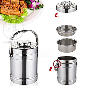 Cặp Lồng Giữ Nhiệt 3 Ngăn 2L Inox Cao Cấp, Dày Đẹp, Sáng Bóng