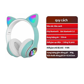 Mua Tai nghe headphone máy tính tai mèo không dây bluetooth phát quang có micro thích với tất cả các loại điện thoại