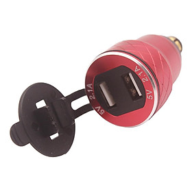 Motorcycle DIN USB Power Adapter, DIN Socket to Dual USB Powerlet Plug Charger for BMW R1200GS R1200RT R1200LC (Red)