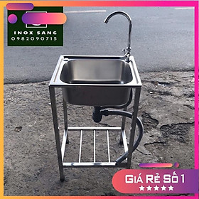 Mua Chậu rửa chén inox 1 hộc 304 có chân  loại dày đẹp (đầy đủ phụ kiện)