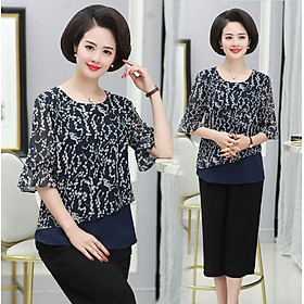  Áo Kiểu Hoa Trung Niên Mềm Đẹp Cho Mẹ SM65 - Hàng Quảng Châu Cao Cấp