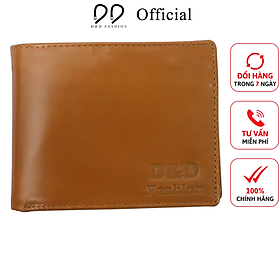 Ví nam da bò D&D Fashion DDF86 sang trọng cao cấp màu vàng bò