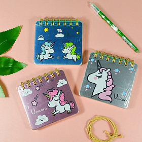 Sổ ghi chú lò xo bìa giấy B16/12 - Unicorn siêu xinh - giao ngẫu nhiên 