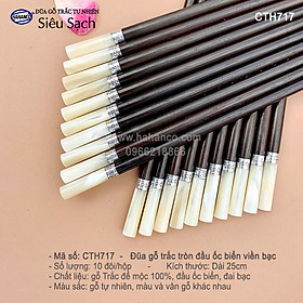 Mua Đũa trắc đầu ốc New Zealand viền bạc hàng siêu cấp (10 đôi/Hộp) dành cho giới thượng lưu (CTH716) Sang trọng - Đẳng cấp