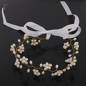 Elegant Lady  Crystal Cluster Pearls Headband Ribbon Hair Accessories