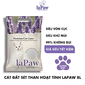 Cát Vệ Sinh Cho Mèo Mix than hoạt tính khử mùi vón cục siêu tốt LaPaw 8L