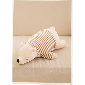 Gấu bông Gấu Bắc Cực nằm nâu mặc áo kẻ sọc cao cấp